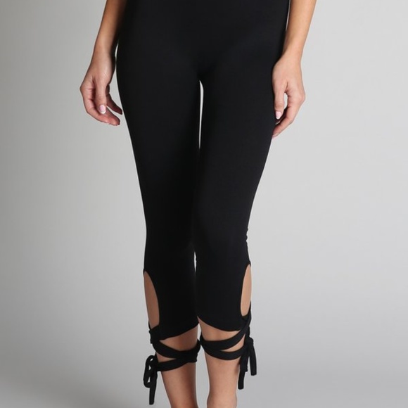 Black Seamless Ballet Barre Tie Leggings - Picture 5 of 5